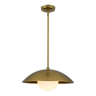 Mire 17 in Brushed Gold Pendant with Opal Glass