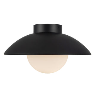 Mire 15 in Black Semi Flush Mount with Opal Glass