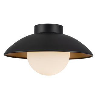 Mire 15 in Black Semi Flush Mount with Opal Glass