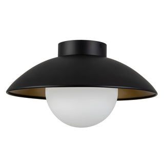 Mire 15 in Black Semi Flush Mount with Opal Glass