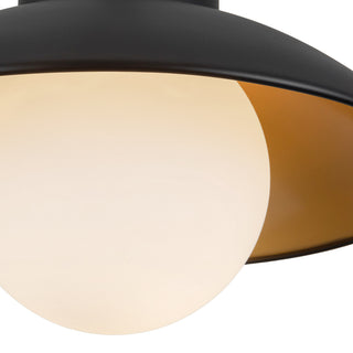 Mire 15 in Black Semi Flush Mount with Opal Glass