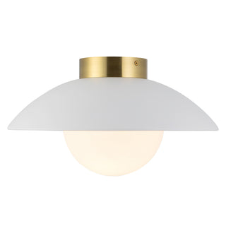 Mire 15 in White Semi Flush Mount with Opal Glass