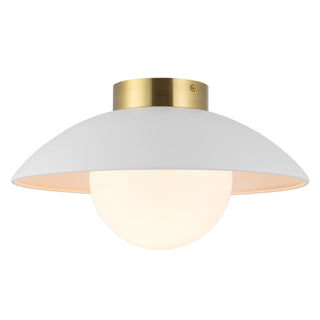 Mire 15 in White Semi Flush Mount with Opal Glass