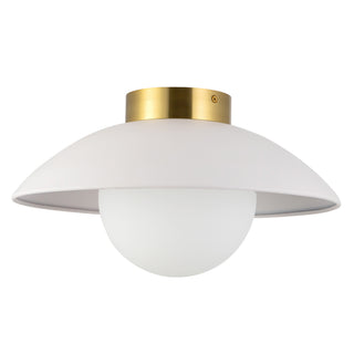 Mire 15 in White Semi Flush Mount with Opal Glass