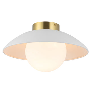 Mire 15 in White Semi Flush Mount with Opal Glass