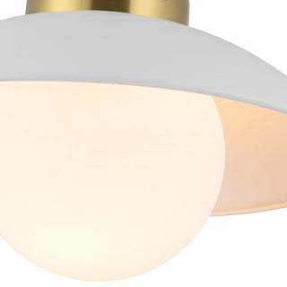 Mire 15 in White Semi Flush Mount with Opal Glass