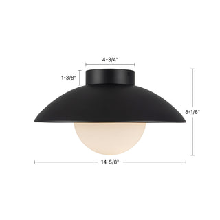 Mire 15 in Black Semi Flush Mount with Opal Glass
