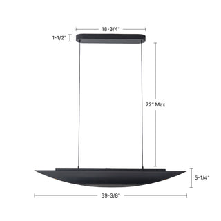 Miros 40 in Black Dimmable LED Linear Pendant