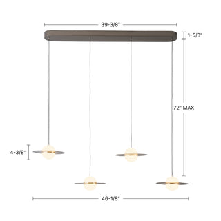 Nial 46 in Gray and Gold Dimmable LED Linear Pendant
