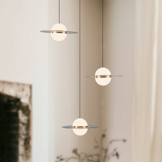 Nial 3 Head Gray and Gold Dimmable LED Multi Pendant