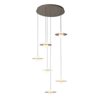 Nial 6 Head Gray and Gold Dimmable LED Multi Pendant