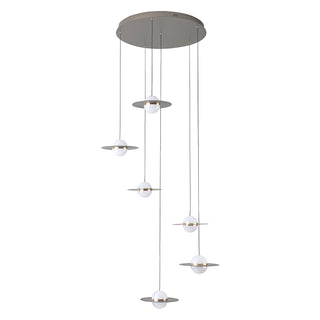 Nial 6 Head Gray and Gold Dimmable LED Multi Pendant