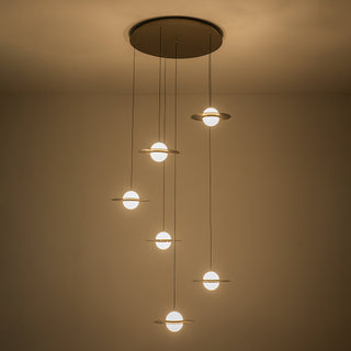Nial 6 Head Gray and Gold Dimmable LED Multi Pendant