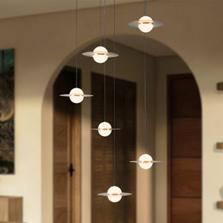 Nial 6 Head Gray and Gold Dimmable LED Multi Pendant