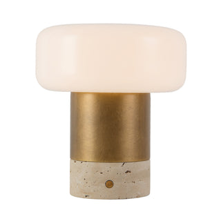 Niko 7 in Vintage Brass Dimmable LED Table Lamp with Opal Matte Glass