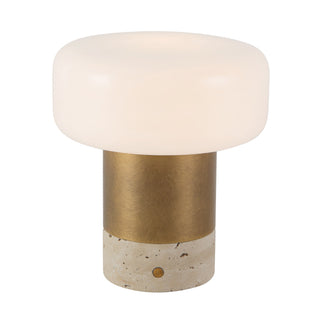 Niko 7 in Vintage Brass Dimmable LED Table Lamp with Opal Matte Glass