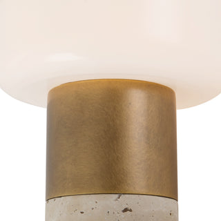Niko 7 in Vintage Brass Dimmable LED Table Lamp with Opal Matte Glass