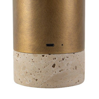 Niko 7 in Vintage Brass Dimmable LED Table Lamp with Opal Matte Glass