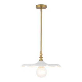 Odette 18 in Brushed Gold Pendant with White Shade