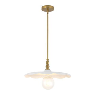 Odette 18 in Brushed Gold Pendant with White Shade