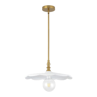 Odette 18 in Brushed Gold Pendant with White Shade