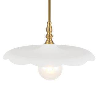 Odette 18 in Brushed Gold Pendant with White Shade