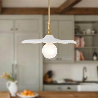 Odette 18 in Brushed Gold Pendant with White Shade