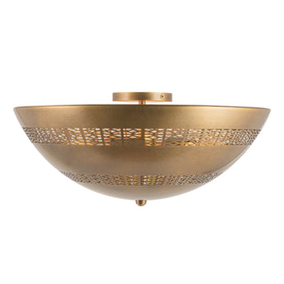 Overland 18 in Vintage Brass Flush Mount