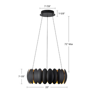 Palma 20 in Black Dimmable LED Chandelier
