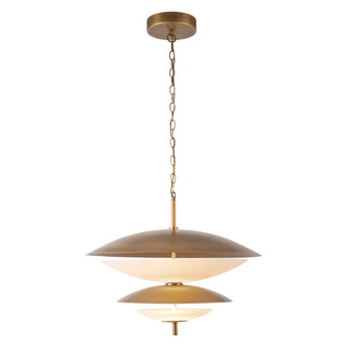 Prescott 24 in Vintage Brass Dimmable LED Chandelier with Opal Matte Glass