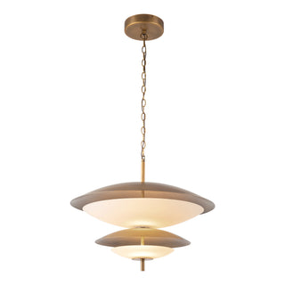 Prescott 24 in Vintage Brass Dimmable LED Chandelier with Opal Matte Glass