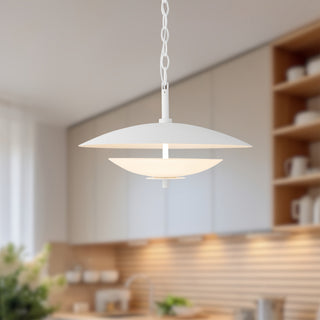 Prescott 16 in Antique White Dimmable LED Pendant with Opal Matte Glass
