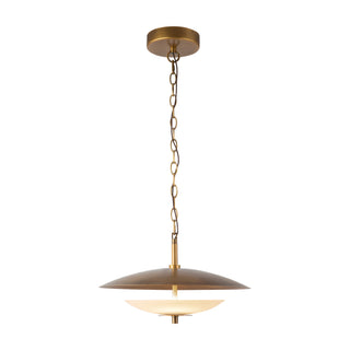 Prescott 16 in Vintage Brass Dimmable LED Pendant with Opal Matte Glass