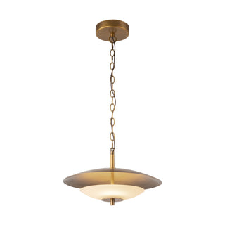 Prescott 16 in Vintage Brass Dimmable LED Pendant with Opal Matte Glass
