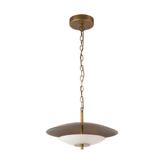 Prescott 16 in Vintage Brass Dimmable LED Pendant with Opal Matte Glass