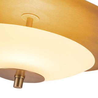 Prescott 16 in Vintage Brass Dimmable LED Flush Mount with Opal Matte Glass