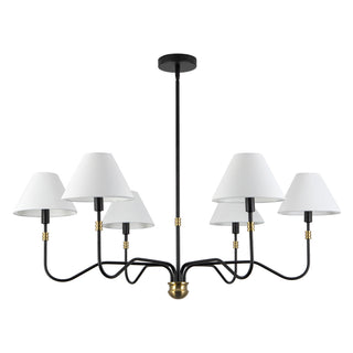 Preslee 41 in Black Chandelier with White Linen Shades