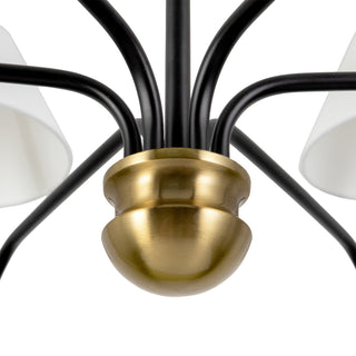 Preslee 41 in Black Chandelier with White Linen Shades