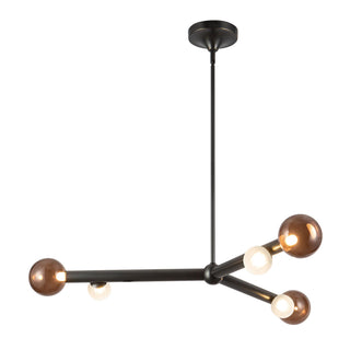 Reese 41 in Urban Bronze Dimmable LED Chandelier with Amber Glass