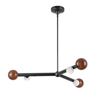 Reese 41 in Urban Bronze Dimmable LED Chandelier with Amber Glass