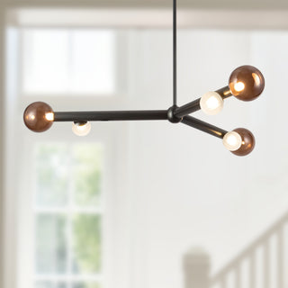 Reese 41 in Urban Bronze Dimmable LED Chandelier with Amber Glass