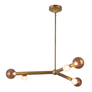 Reese 41 in Vintage Brass Dimmable LED Chandelier with Amber Glass