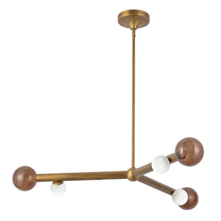Reese 41 in Vintage Brass Dimmable LED Chandelier with Amber Glass