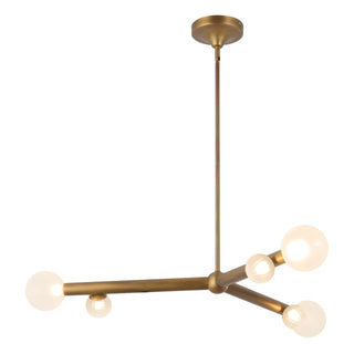 Reese 41 in Vintage Brass Dimmable LED Chandelier with Opal Glass