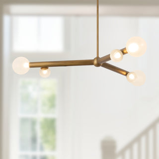 Reese 41 in Vintage Brass Dimmable LED Chandelier with Opal Glass