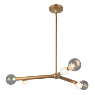 Reese 41 in Vintage Brass Dimmable LED Chandelier with Smoked Glass