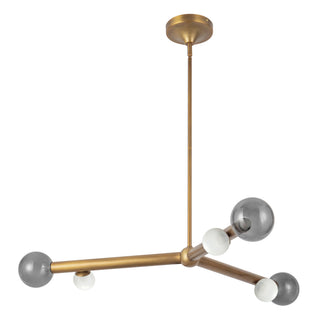 Reese 41 in Vintage Brass Dimmable LED Chandelier with Smoked Glass