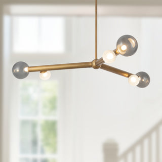 Reese 41 in Vintage Brass Dimmable LED Chandelier with Smoked Glass