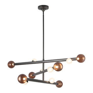 Reese 48 in Urban Bronze Dimmable LED Chandelier with Amber Glass