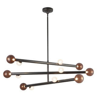 Reese 48 in Urban Bronze Dimmable LED Chandelier with Amber Glass
